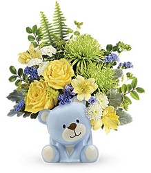 Joyful Blue Bear Bouquet from Gilmore's Flower Shop in East Providence, RI